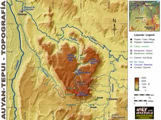 Mapa topográfico: Auyan-tepui