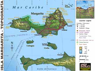 Topographic map: Isla Margarita