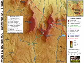 Topographische Karte: Roraima-Tepui Trek