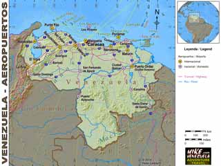 Carte des aéroports au Venezuela