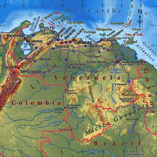 Carte topographique du Venezuela