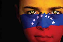 Visage avec le drapeau de Venezuela